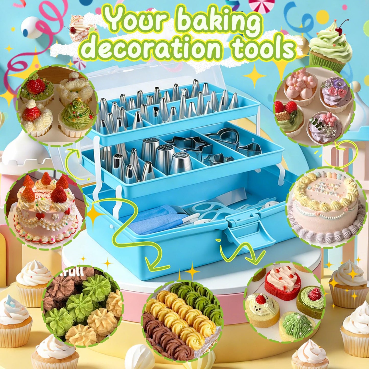 Suuker Cake Decorating Tools Supplies Kit, 236 Pieces Baking Accessories with Storage Case, Frosting Piping Kit, Piping Bags and Tips Set with 36 Numbered Piping Tips, Pastry Bags for Cake