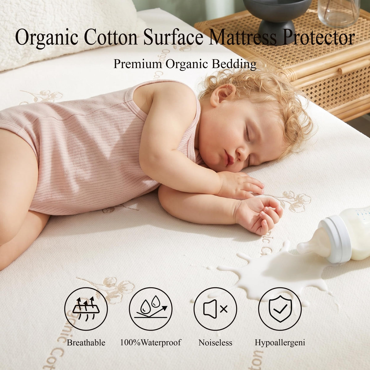 Organic Cotton Surface Mattress Protector Waterproof Full Size