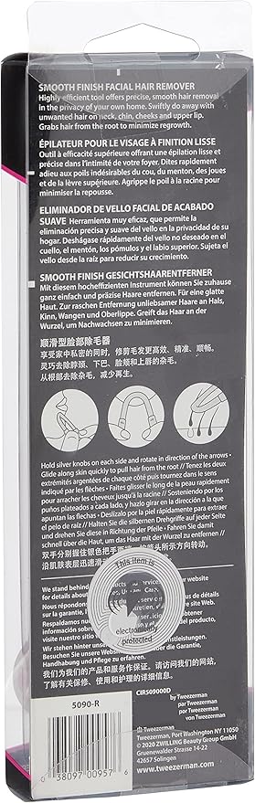 Tweezerman Smooth Finish Facial Hair Remover with Free Tweezerette, Pink