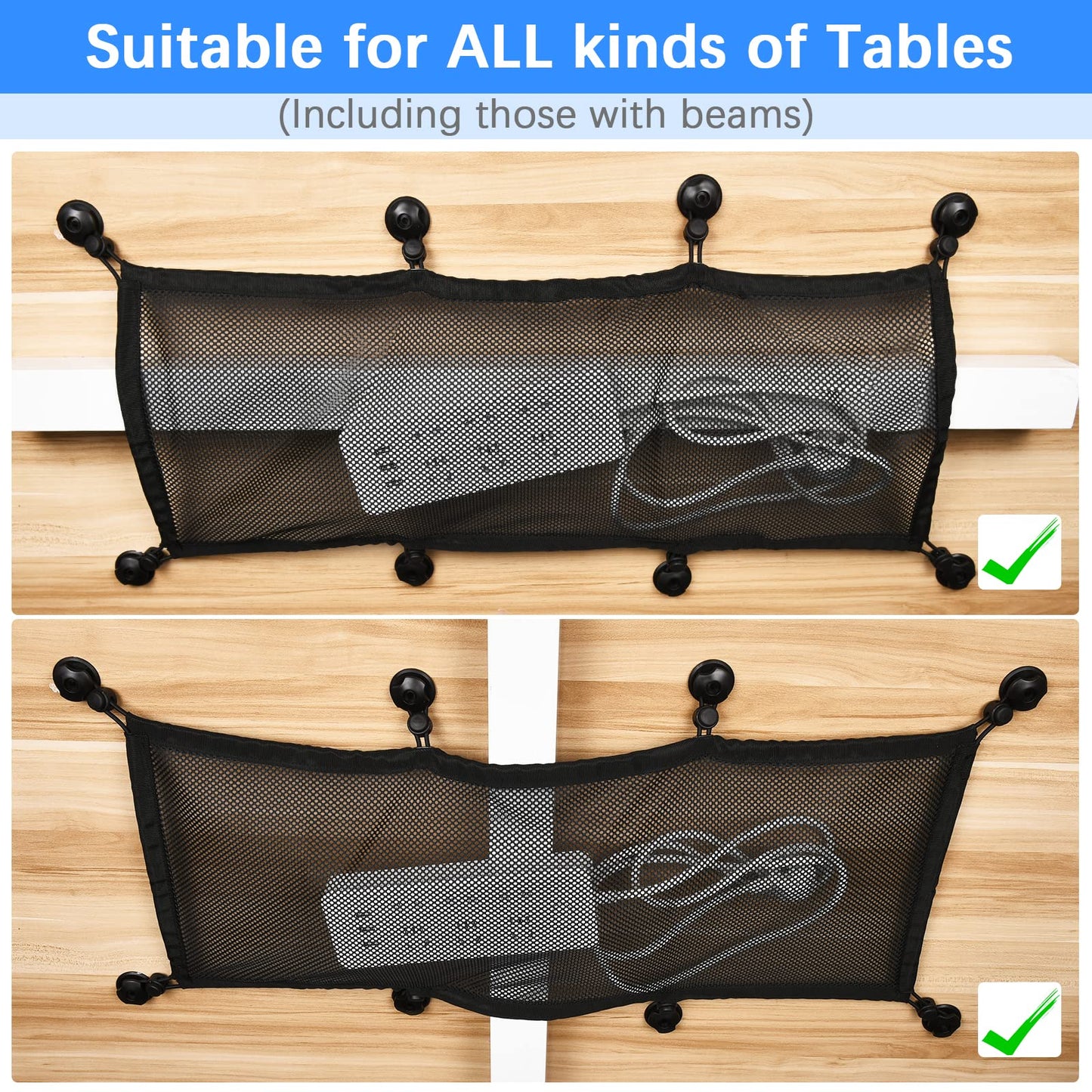 Cable Management Net Under Desk Kit,Privacy Mesh Cable Manager Flexible Under Desk Wire Net Large Capacity Cord Organizer Net for Office,Standing Desk, Home, 26 X 10 Inches
