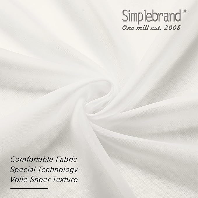 Simplebrand Ivory Sheer Curtains 108 Inches Long, Extra Long Rod Pocket Solid Color Window Sheer Curtain Panels, Elegant Curtains & Drapes for Living Room, Bedroom 2 Panels (Ivory, 42" W x 108" L)