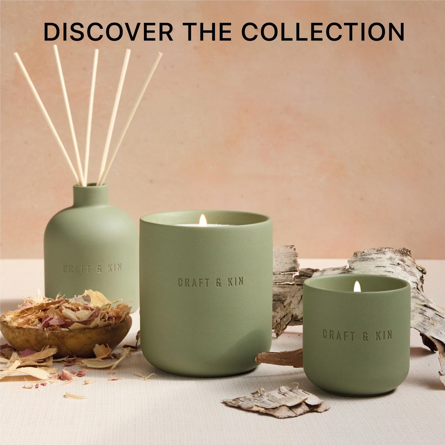Craft & Kin Scented Candles - White Birch & Cedar | 10oz Soy Blend with Cotton Wick | Long-Lasting Holiday Candles, 40-Hour Burn | Ceramic Jar, Perfect & Winter Home Scent
