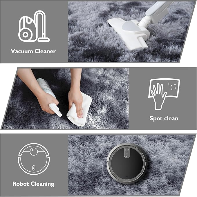 2x3 Fluffy Area Rugs for Bedroom Living Room,Small Soft Shag Fuzzy Rug Non-Shedding Indoor Plush Carpet for Kids Bedroom Nursery Dorm Home Decor,Tie-Dyed Black