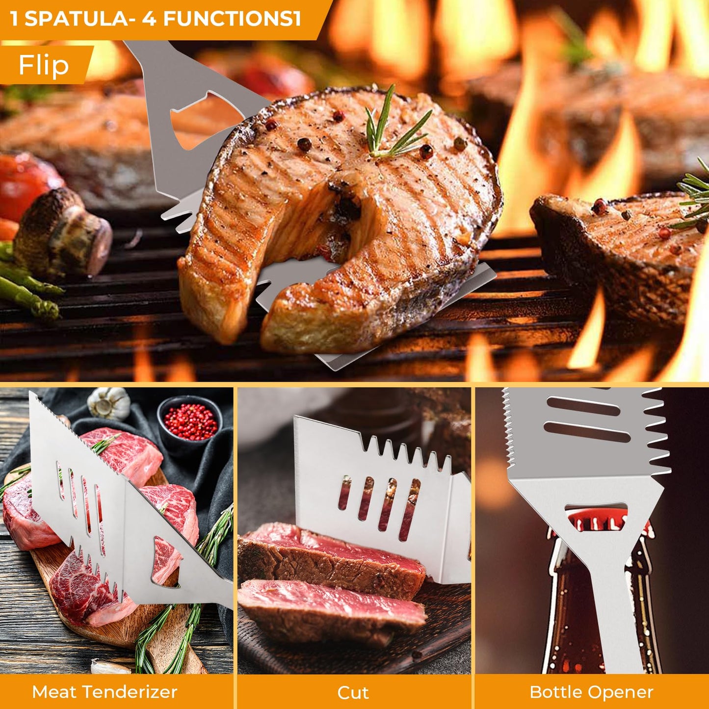 Grill Utensils Set,15 Pcs Stainless Steel BBQ Accessories Set, Portable Professional Grill Tool, Perfect Grill Kit Gift for Outdoor with Bag