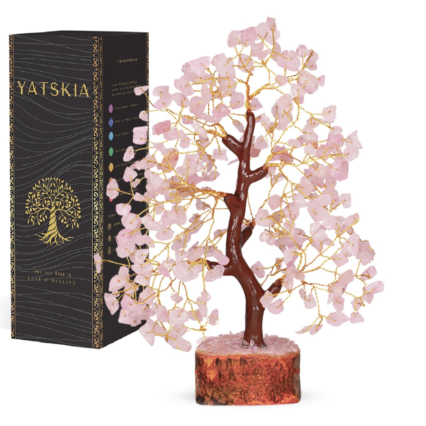 Rose Quarts - Rose Quartz Tree, Crystal Tree of Life, Good Luck Stones and Crystals, Home Decor Gifts, Gem Tree, Crystal Tree for Positive Energy,