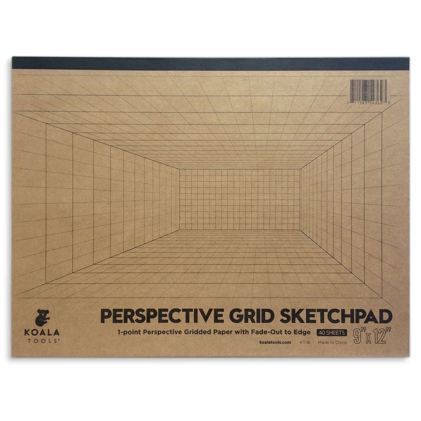 Koala Tools | Drawing Perspective (1 and 2-Point) Large Sketch Pad (1 Point - 9 x 12)