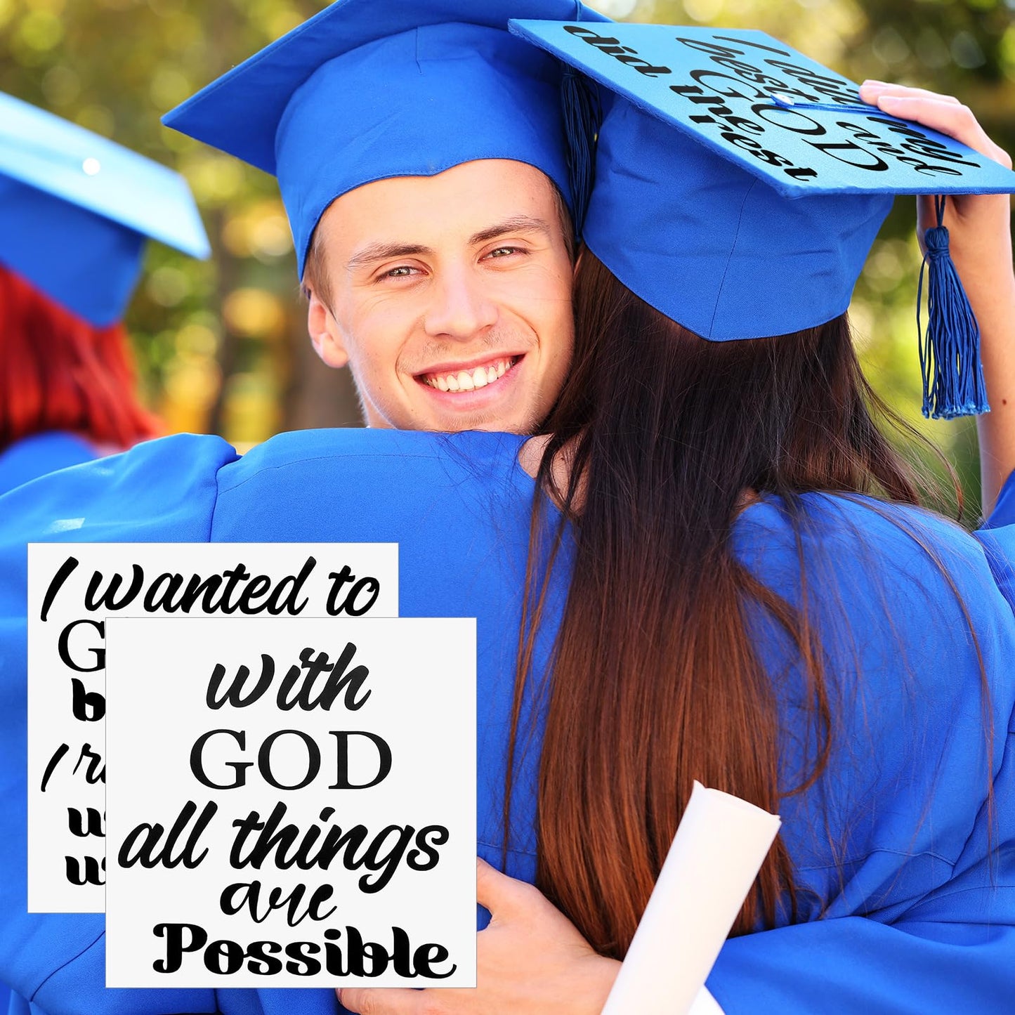 Dunzoom 8 Pcs Graduation Cap Topper Stickers 2026 Religious Grad Cap DIY Decorations Kit Adhesive Grad Hat Topper Saying Sticker for Class of 2026 Craft Gifts DIY Art Decorations(Black)