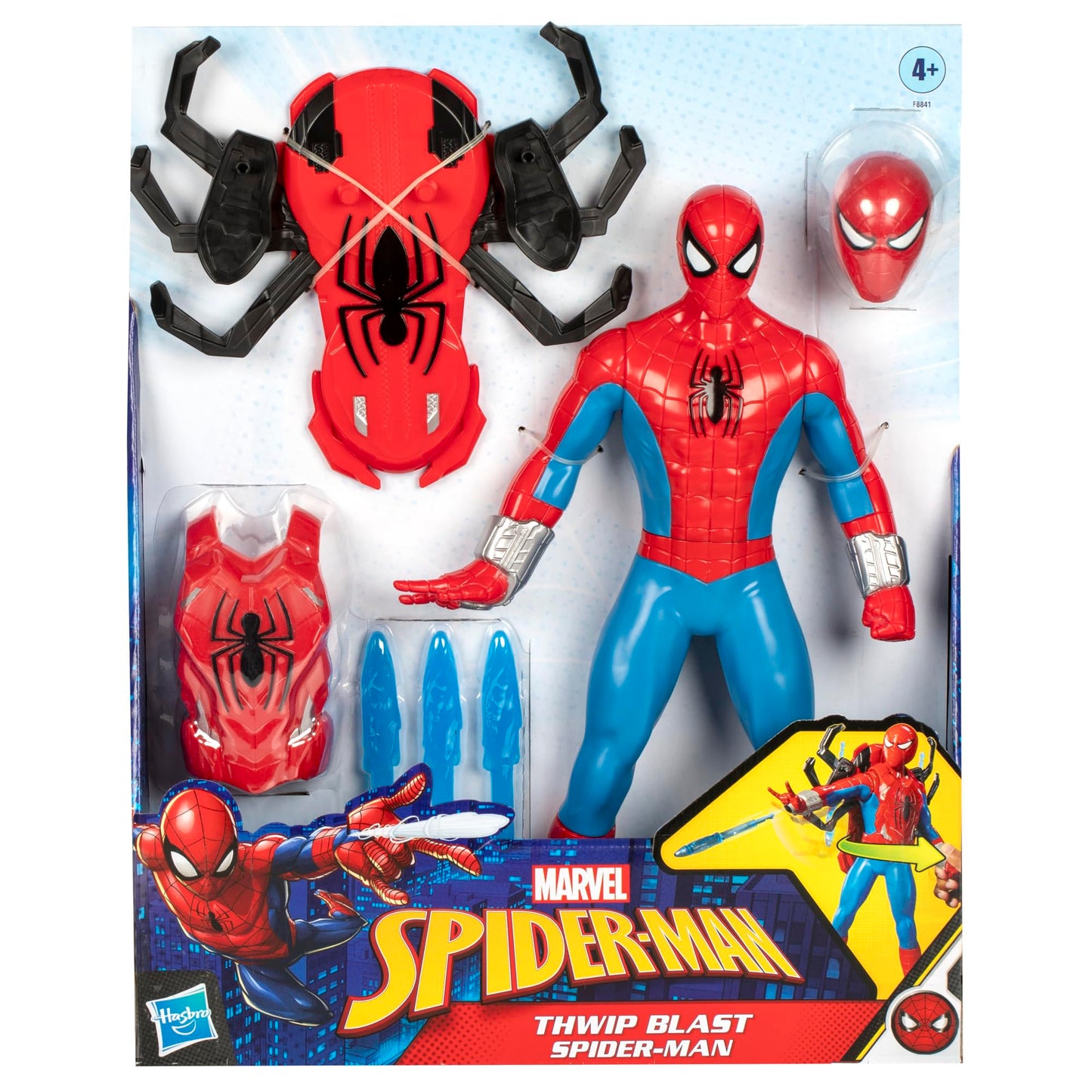 Marvel Spider-Man Thwip Blast Spider-Man Action Figure with Accessories, 11-Inch-Scale Super Hero Toys for Kids Ages 4 and Up