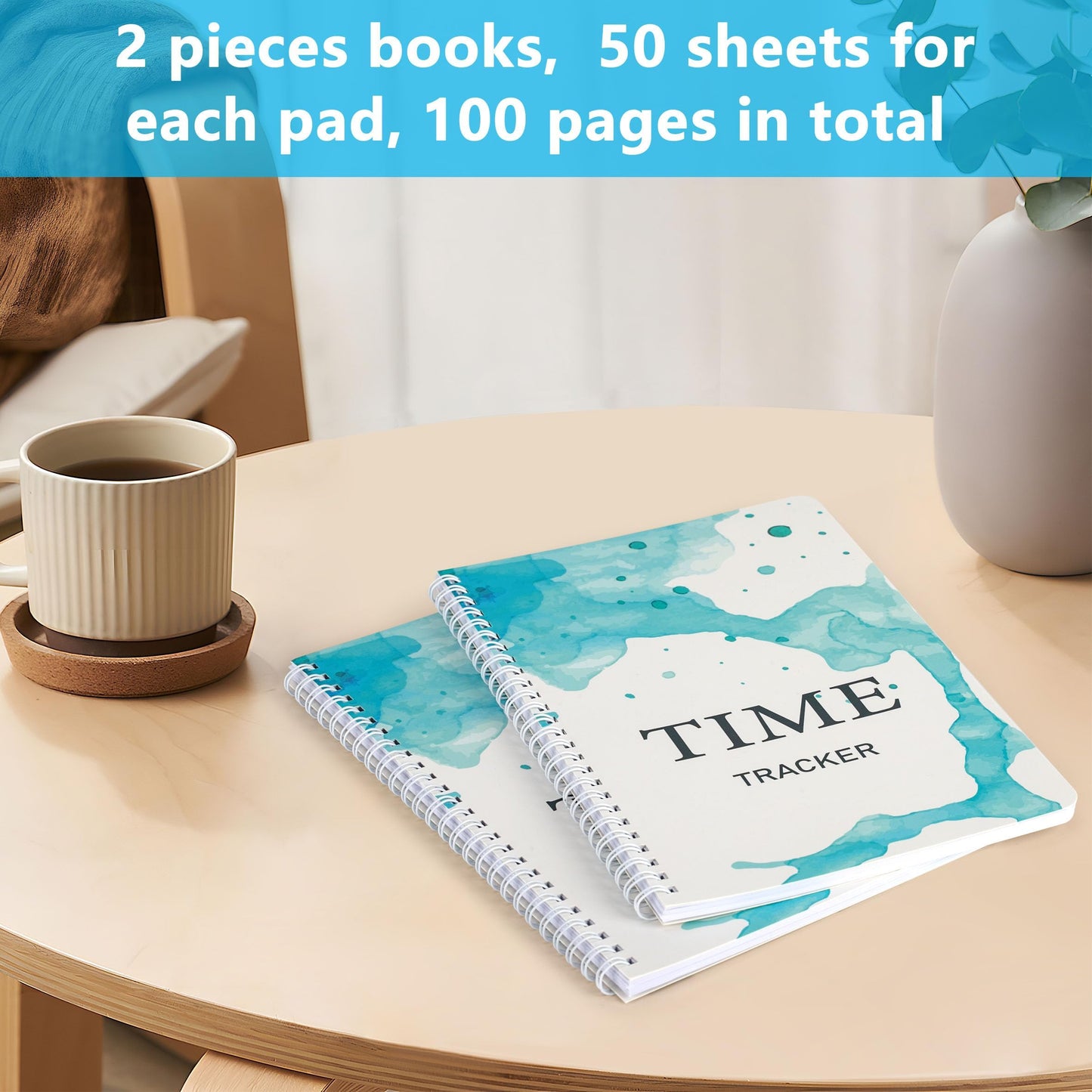 INKNOTE 2Pcs Time Tracker Log Timesheet Notebook Spiral Management LogBook for Effectively Track and Plan Your Day 9 X 6.1inch-100 Pages