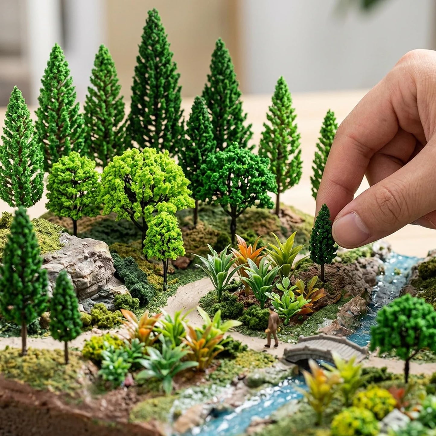 Choisonye Model Trees 1.1-5.1inch Mixed Diorama Green Model Trees Colorful Grass Architecture Mini Trees for Crafts Building Model Railway Scenery Landscape Supplies