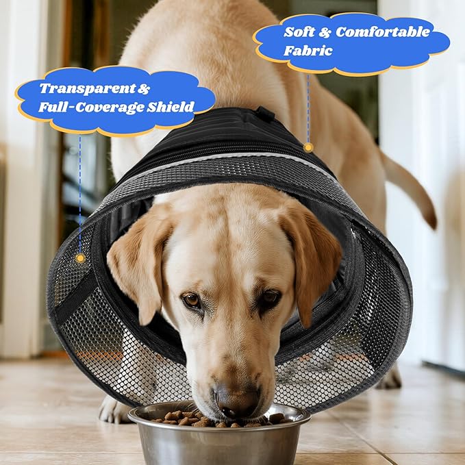 Upgraded Inflatable Dog Cone for Dogs After Surgery,Soft Adjustable Elizabethan Collar for Large Dogs,2-in-1 Dog Cone Collar with Detachable Anti-Licking Shield,Comfortable Pet Recovery E-Collar(XL)