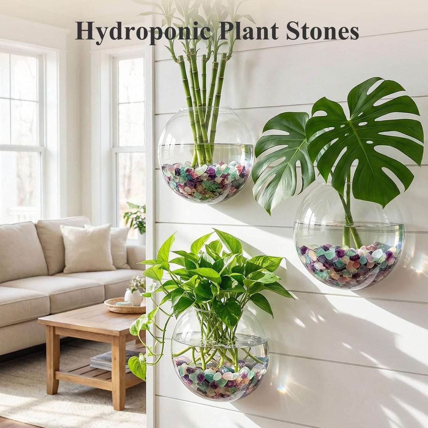 JOHOUSE Quartz Crystals, Crushed Chips Tumbled Polished Stones, Assorted Irregular Shaped Decorative Rocks, Succulent Pebbles for Indoor Plants, Aquarium Betta Fish Tank Gravel, Vase Filler 0.2"-0.5"