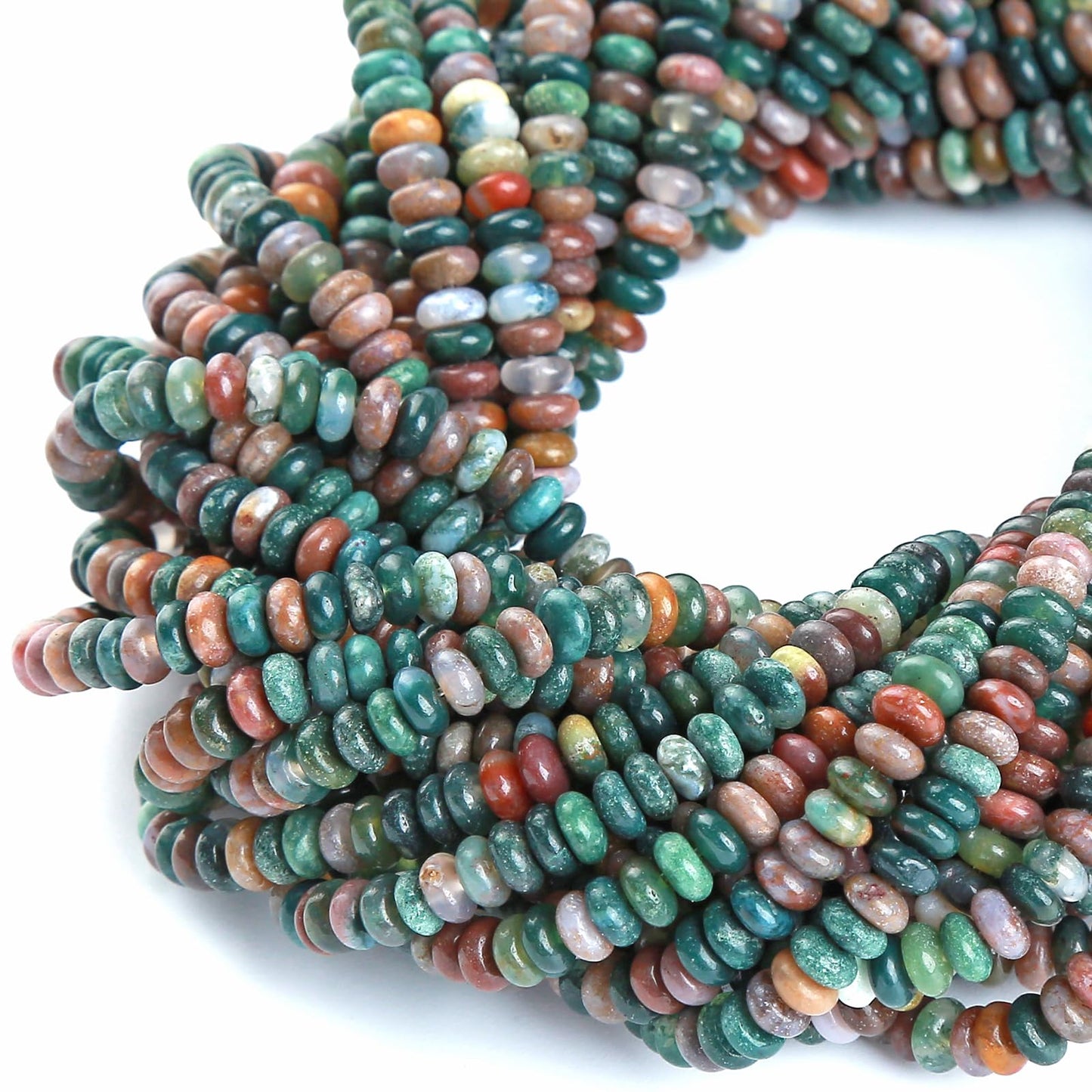 150PCS 2x4mm Natural Indian Agate Rondelle Beads Abacus Disk Stone Beads Round Loose Spacer Gemstone Beads for DIY Bracelet Necklace Jewelry Making