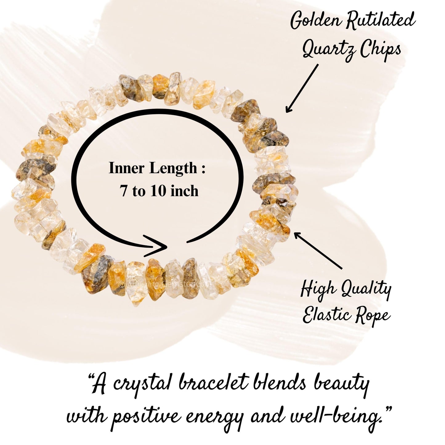 Amazing Gemstone Chips Bracelet (Golden Rutilated Quartz)