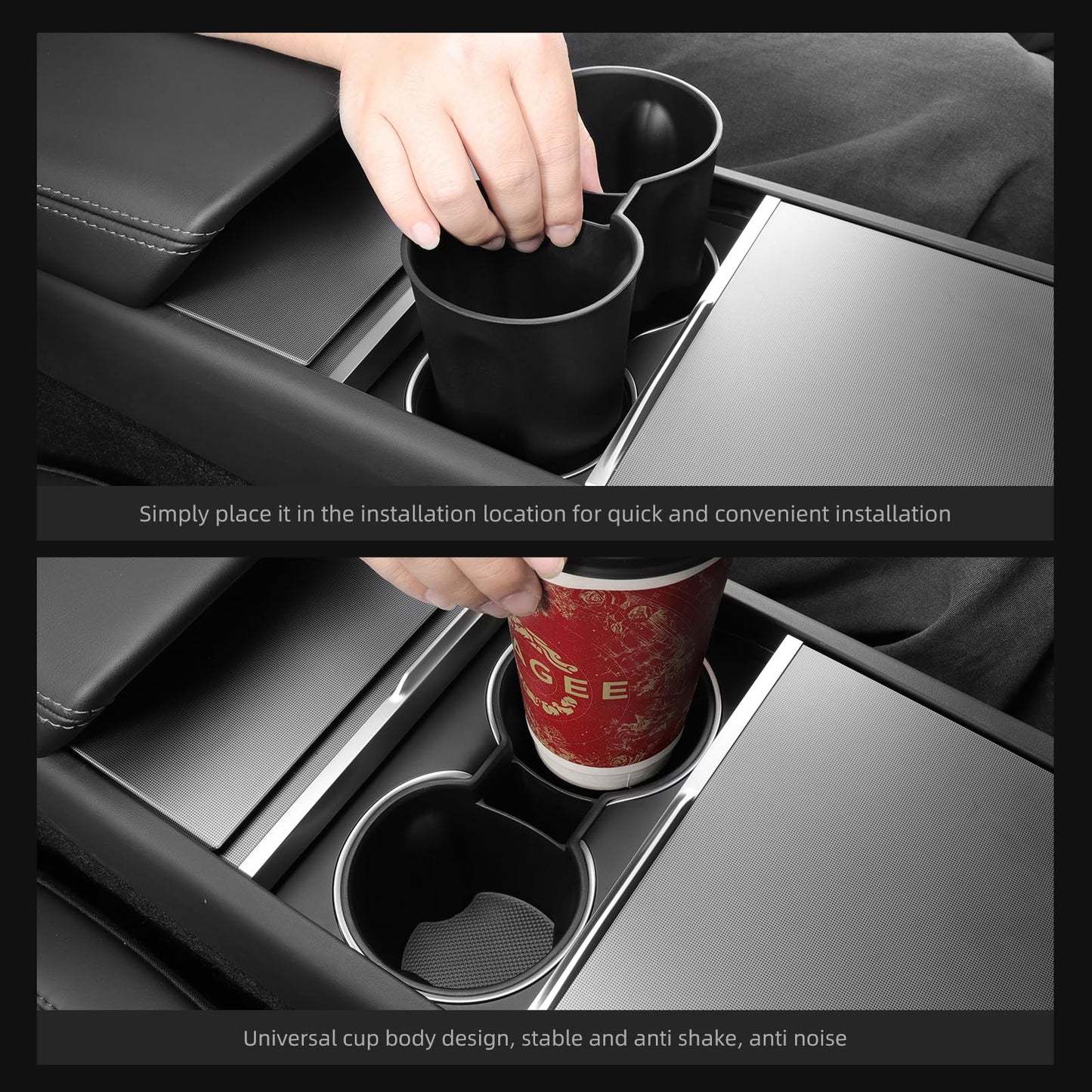 LUCKEASY Center Console Organizer for Tesla Model Y Juniper 2025+ Center Cup Holder | Armrest Box & Armrest Cover | Glove Box | Center Pad | Wireless Charging Pad | Center Upper & Lower Storage Box