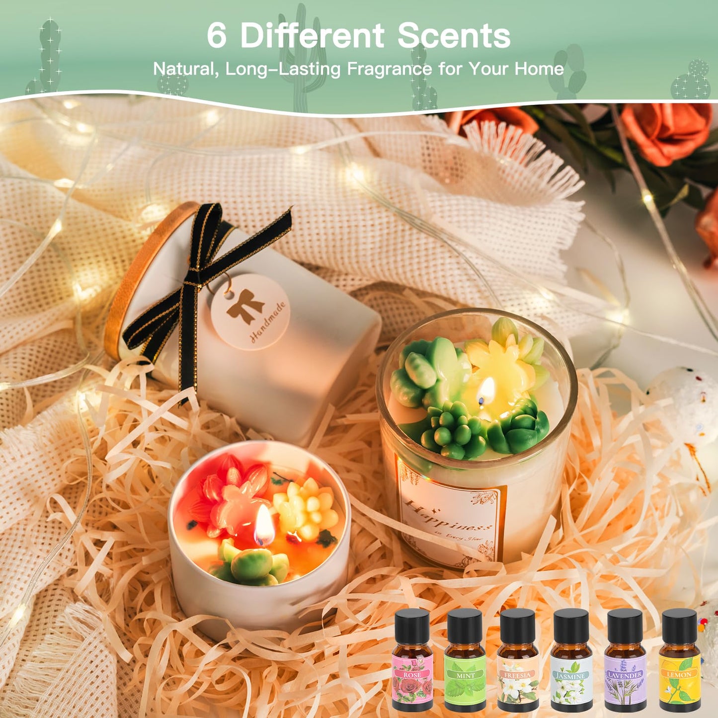 ZEROMX Candle Making Kit for Adults & Beginners - All-in-One DIY Candle Supplies with 1200g Natural Soy Wax, Hot Plate, 2 Succulent Molds, 8 Jars & Gift Boxes | Perfect for Home Crafts & Gifting