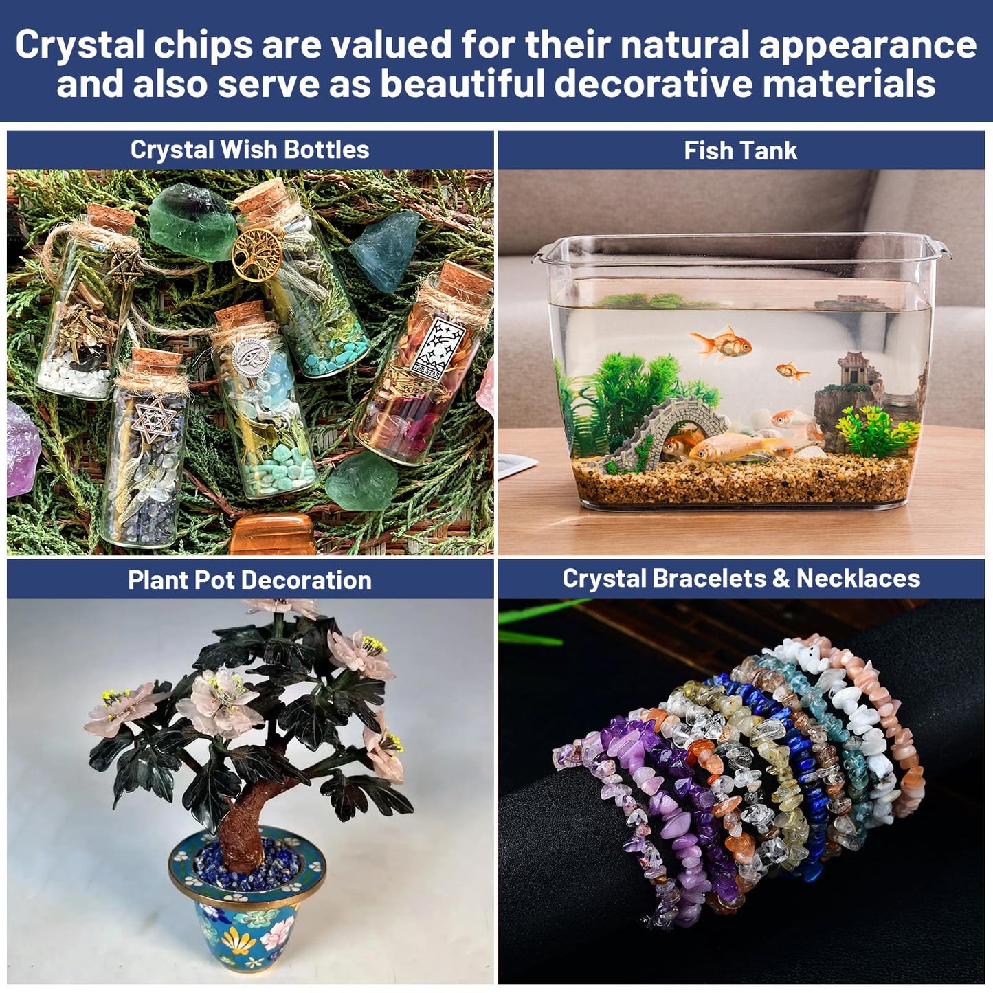 1.1lb Natural Crushed Lapis Lazuli Crystal Tumbled Chips-Lapis Lazuli Healing Crystals Chips Bulk, Crushed Crystal Gemstones for Crafts, Beautiful Package for Gift