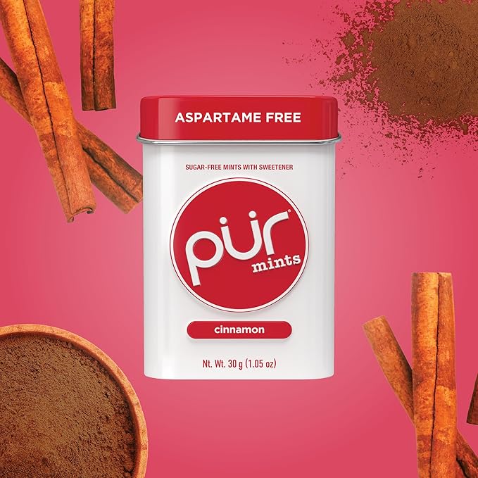 PUR Mints | Aspartame-Free | Made with Xylitol | Sugar-Free, Vegan, Gluten-Free & Keto Friendly | Natural Cinnamon Flavor, 30 Pieces (Pack of 12)
