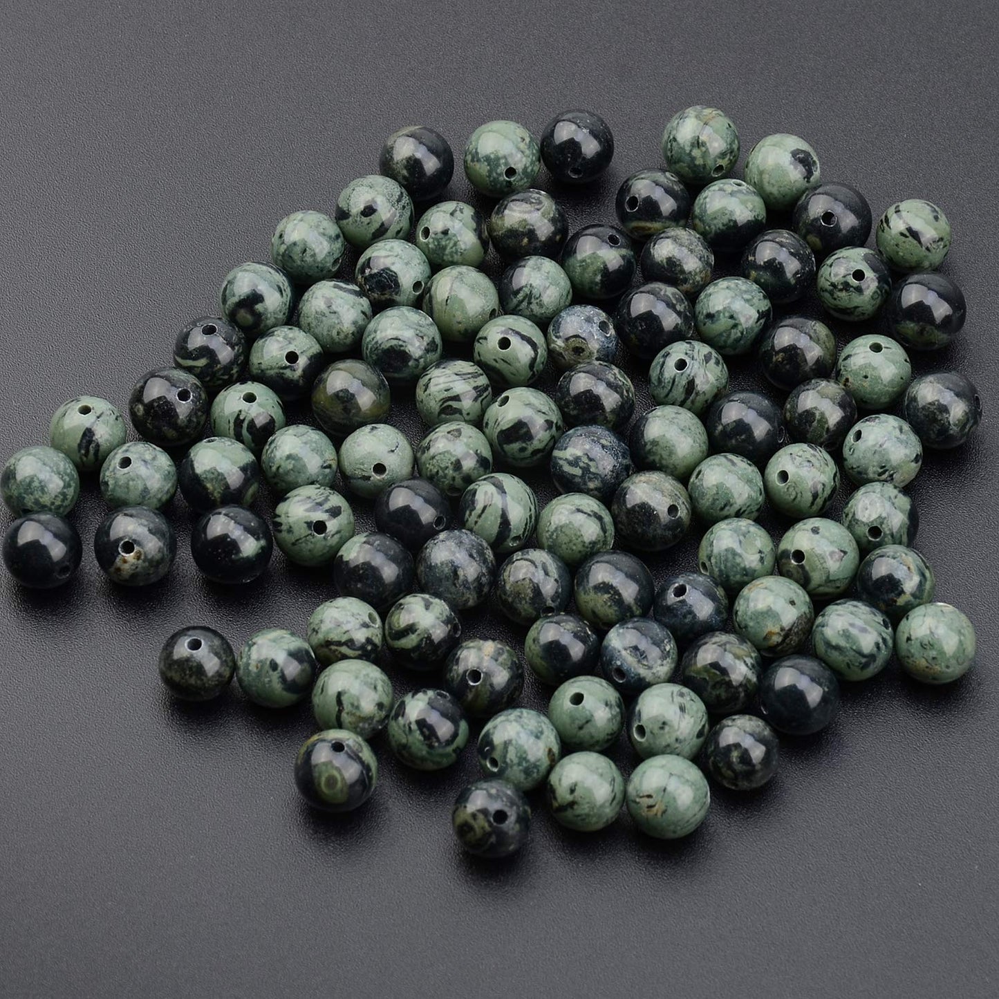 LPBeads 100PCS 8mm Natural Kambaba Beads Gemstone Round Loose Beads for Jewelry Making with Crystal Stretch Cord
