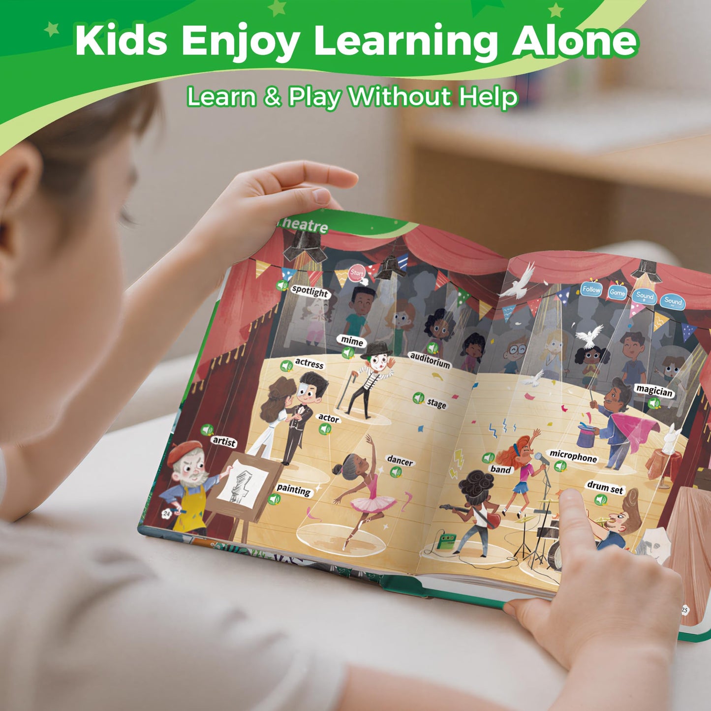 Timetome Interactive Learning Sound Book for Kids Ages 3-8 - 500 Core English Vocabulary Words, Early Educational Talking Book with Touch & Sound for Preschool, Kindergarten & Homeschooling