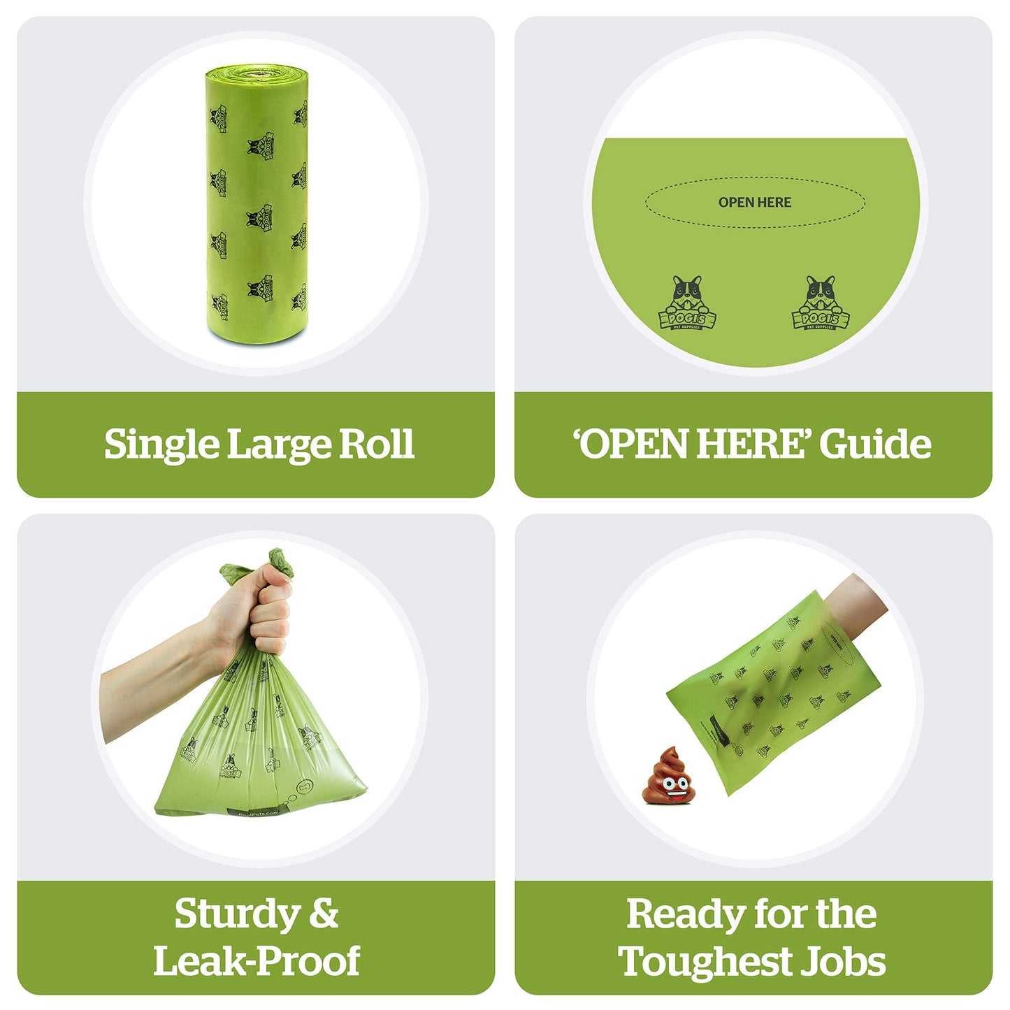 Pogi's Poop n' Wipe Combo - 500 Dog Poop Bags and 100 Plant-based Grooming Wipes Bundle