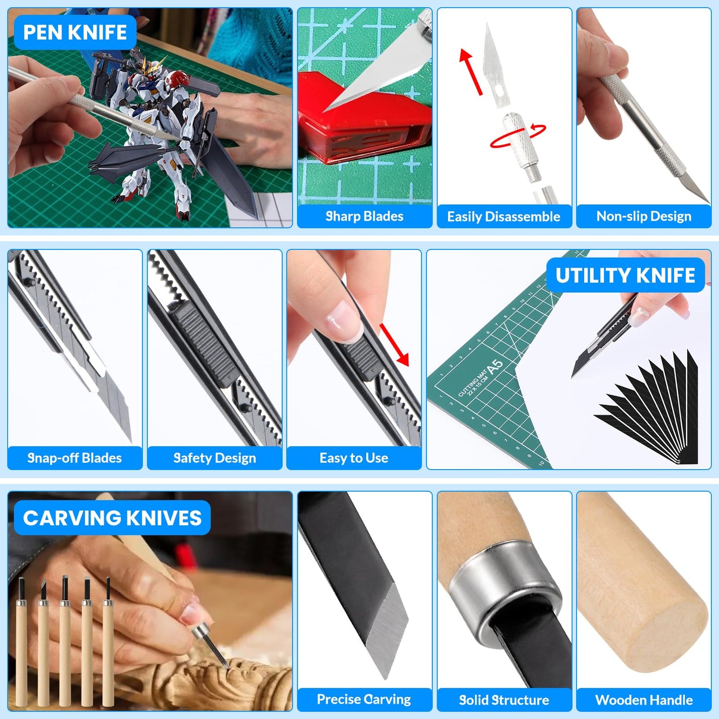 Gundam Tool Kit, 85 Pcs Professional Model Tool Kit for Gundam, Modeling Tools for Plastic Models, Gunpla Tool Kits for Adults, Model Building Tools Hobby Tools Craft Set for Repairing and Fixing