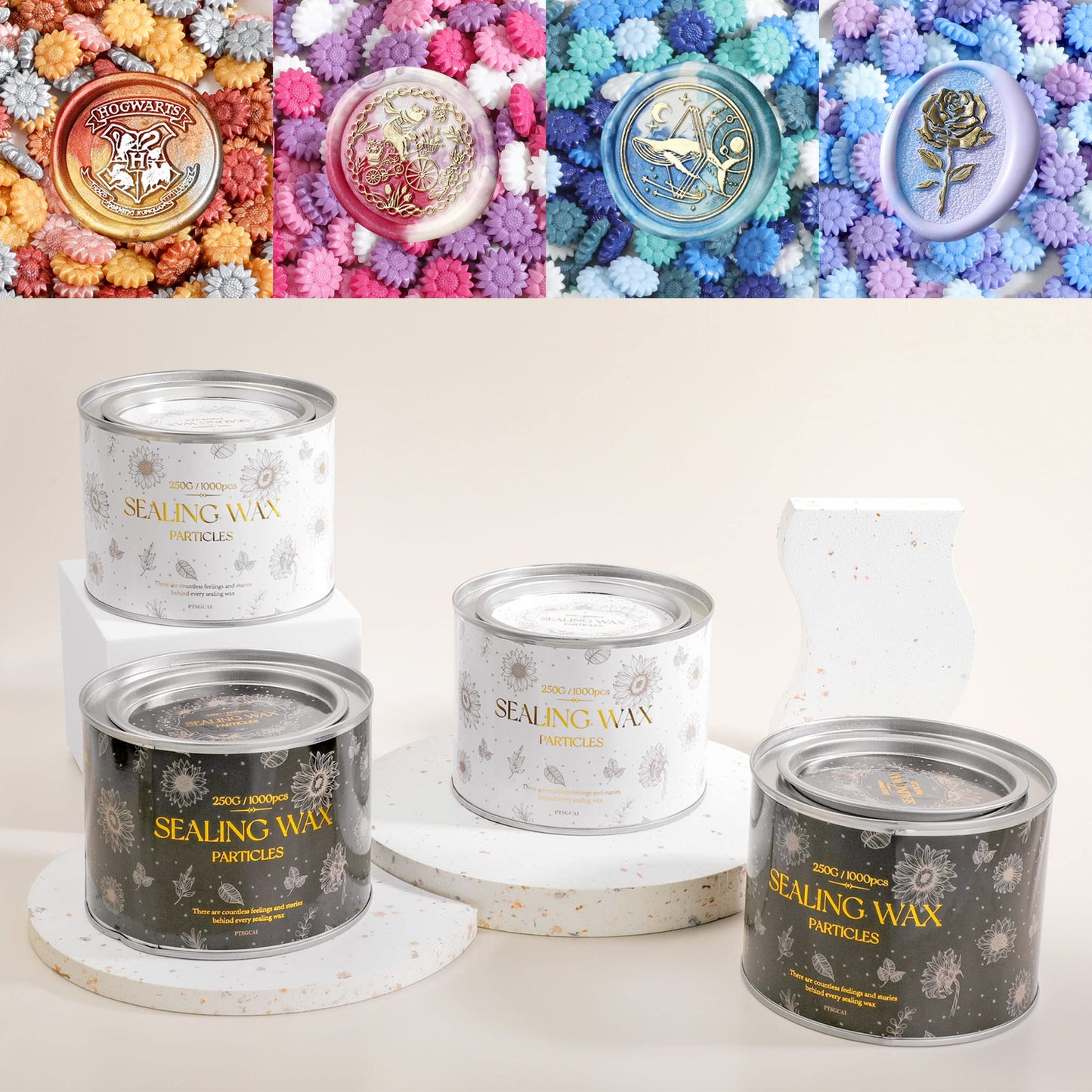Sealing Wax Beads, Canned Unique Color Combination- Mixed Color (Approx.1000pcs)- for Wax Seal Stamps, Letter Sealing & Wedding Invitations - Metallic Color Series