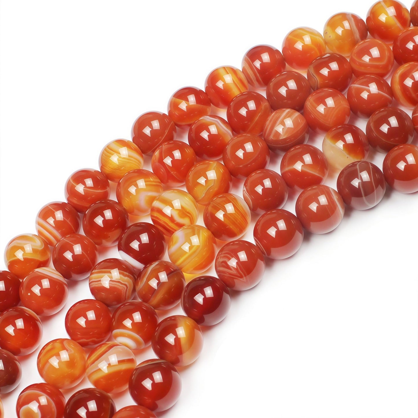 MJDCB Natural Red Striped Agate Beads Round Loose Beads for Jewelry Making DIY Bracelet Necklace (10mm)