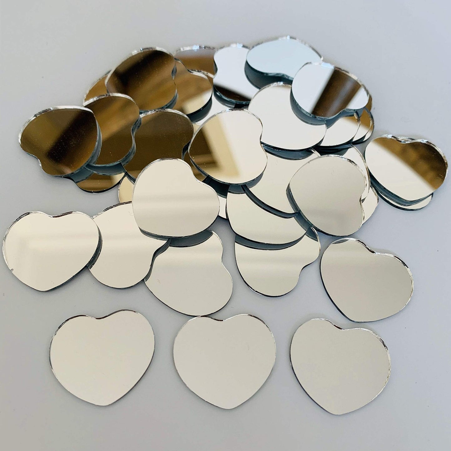 NUO RUI 1 Inch Small Heart Shape Mirror Mosaic Tile for Art Craft Projects, 100 Pcs