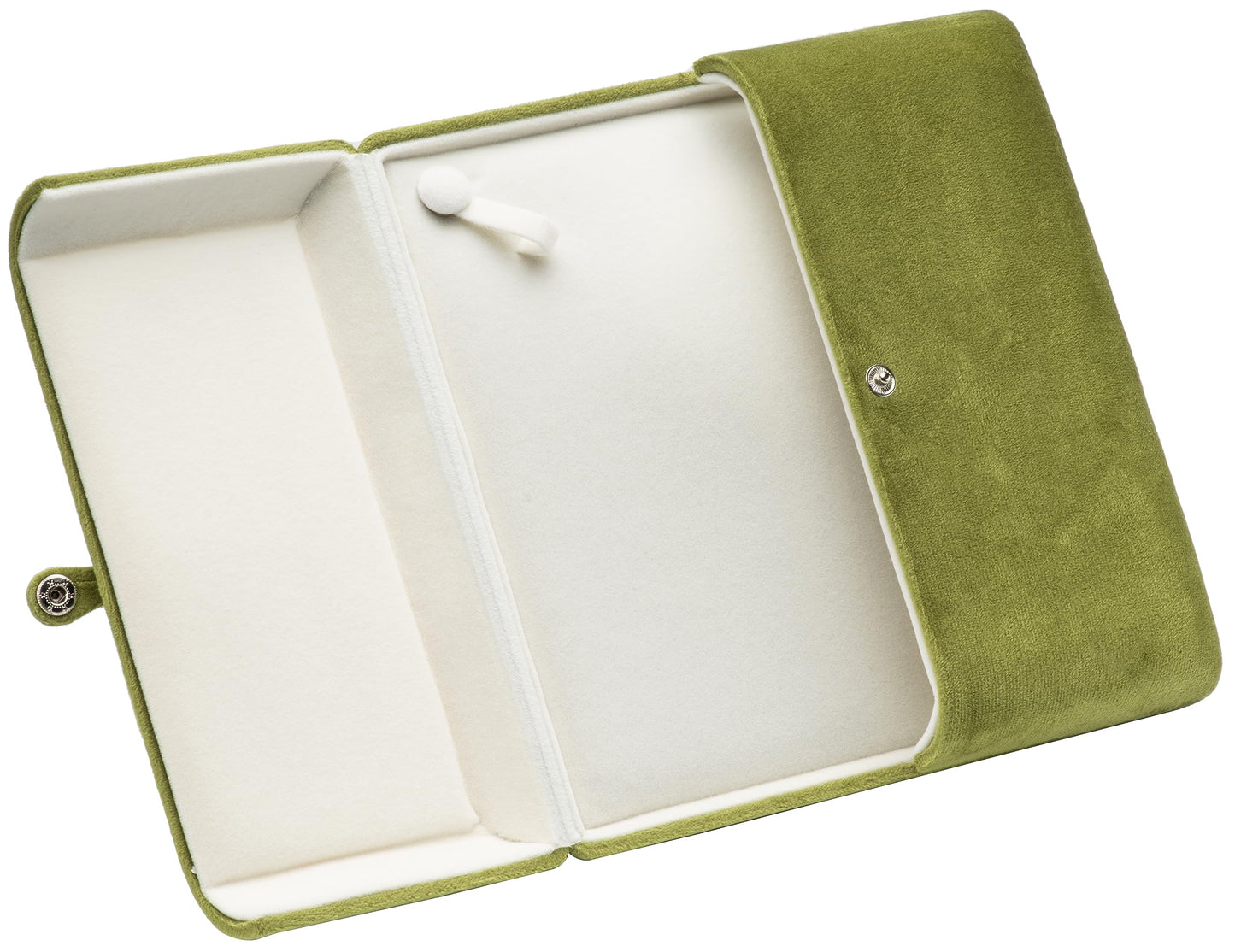 COWFEX Velvet Big Chunky Pearl Necklace Gift Box Showcase Jewelry Storage Case (Olive Green)