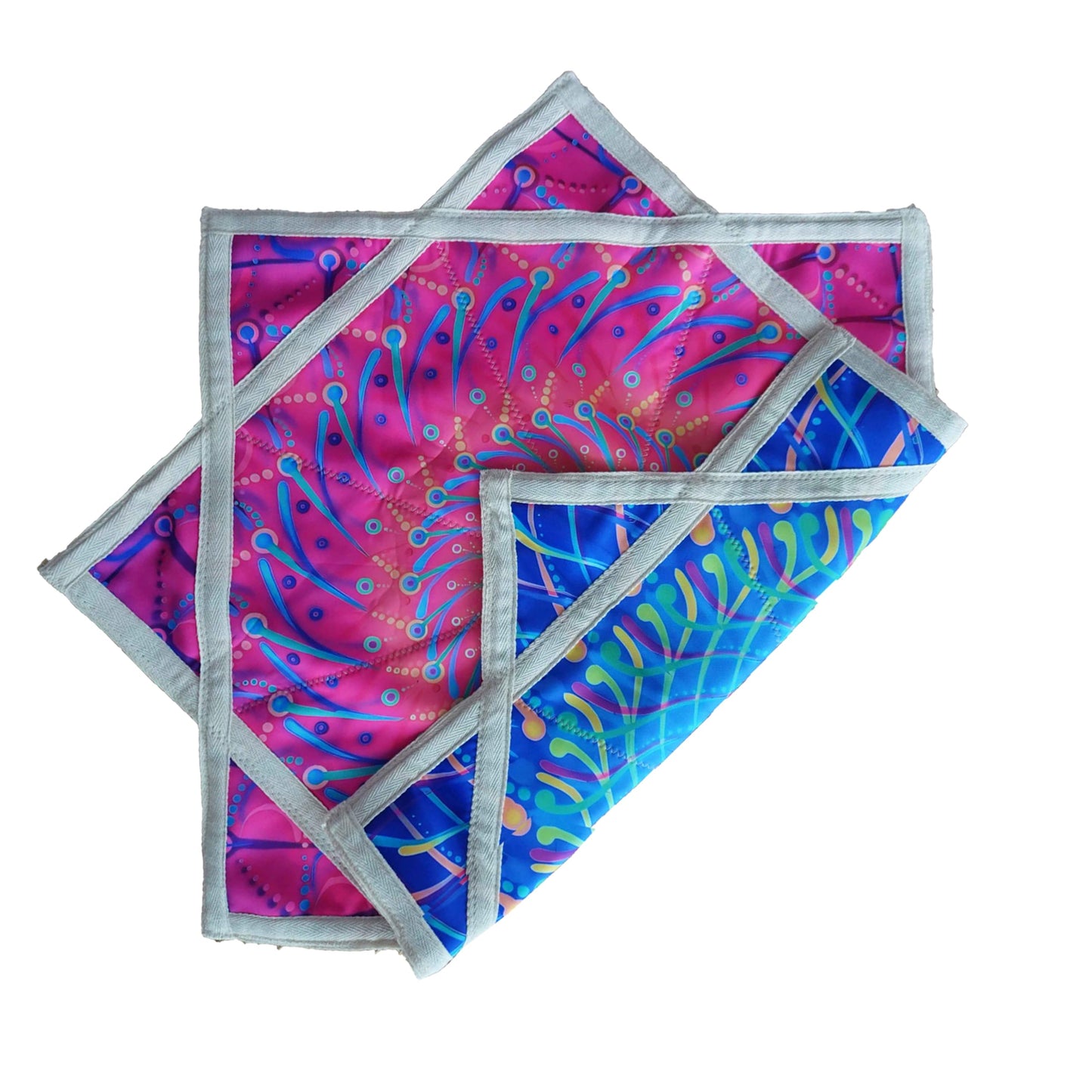 Flow Star (UV Reactive) Easy to Rotate Juggling and Flying Toy Beginners Cloth Spinning （R07-style2） Blue&Pink