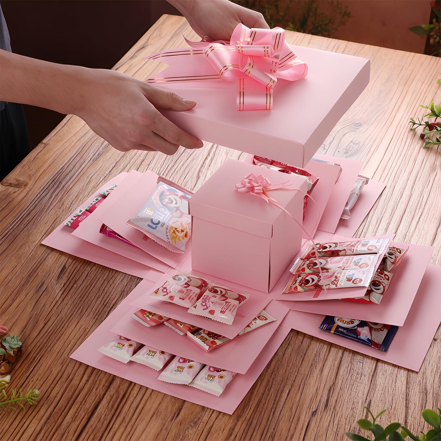 Making gift-giving even more memorable: Creative Explosion gift box, Surprise gift box explosion, Surprise box, Gift wrap box. 5-Layer DIY gifts, A Fun & Thoughtful & Meaningful gift for kids, man, women. (Pink)