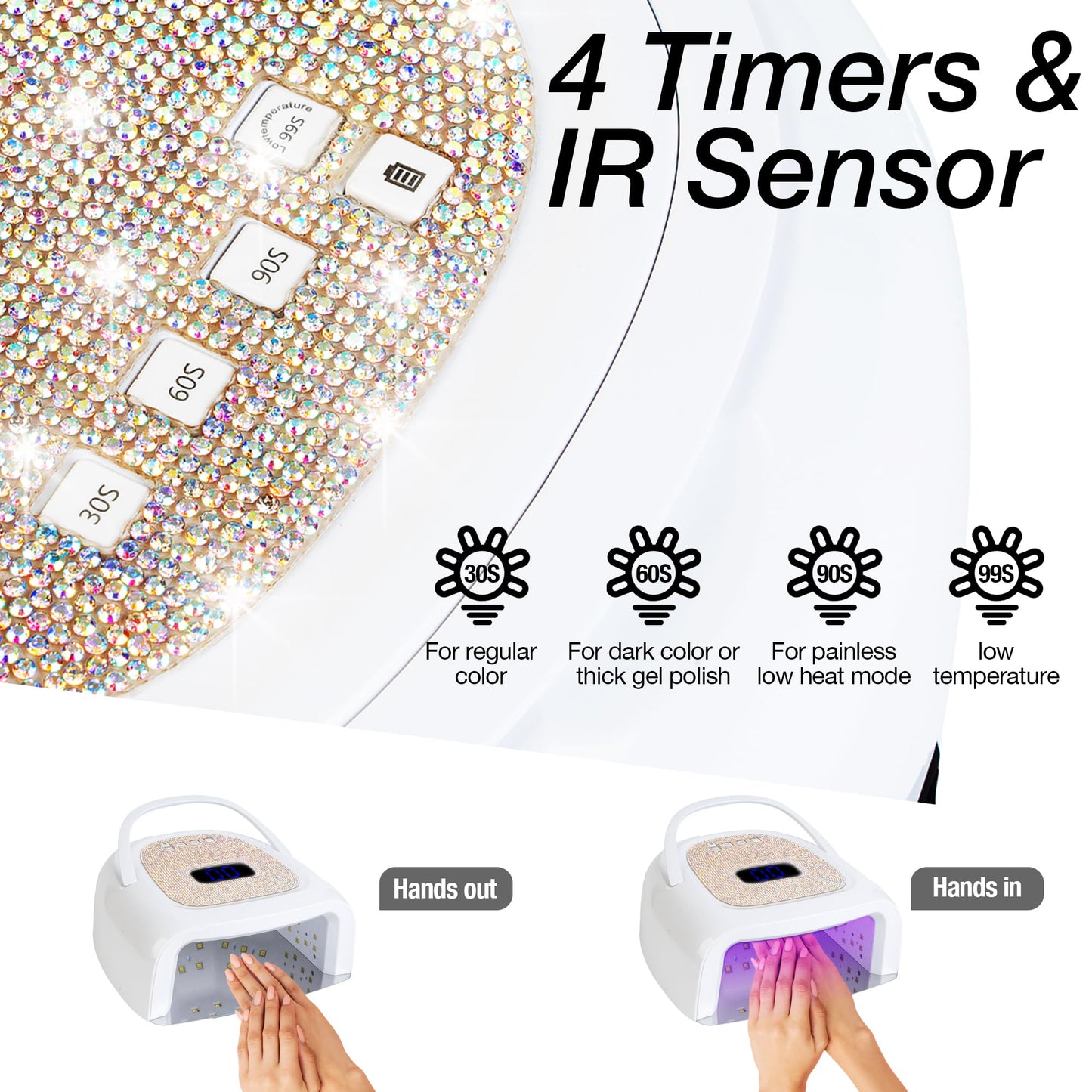 60W Rechargeable UV LED Nail Lamp, Faster Wireless Nail Dryer Gel Polish Light 42 Beads & Portable Handle, Professional Curing Lamp for Fingernail and Toenail (White)