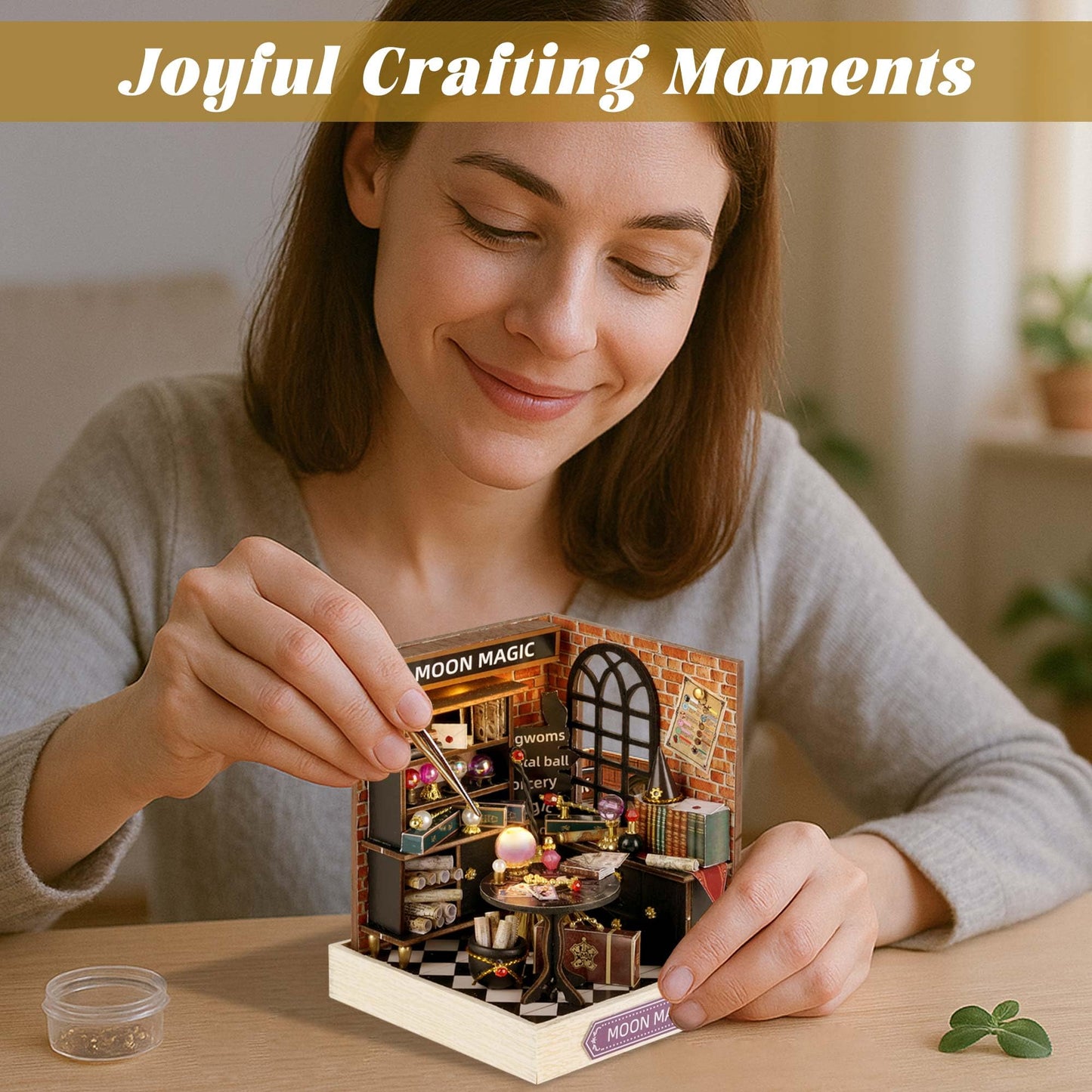 Flever Dollhouse Miniature DIY House Kit Creative Room with Furniture for Romantic Artwork Gift (Moon Magic)