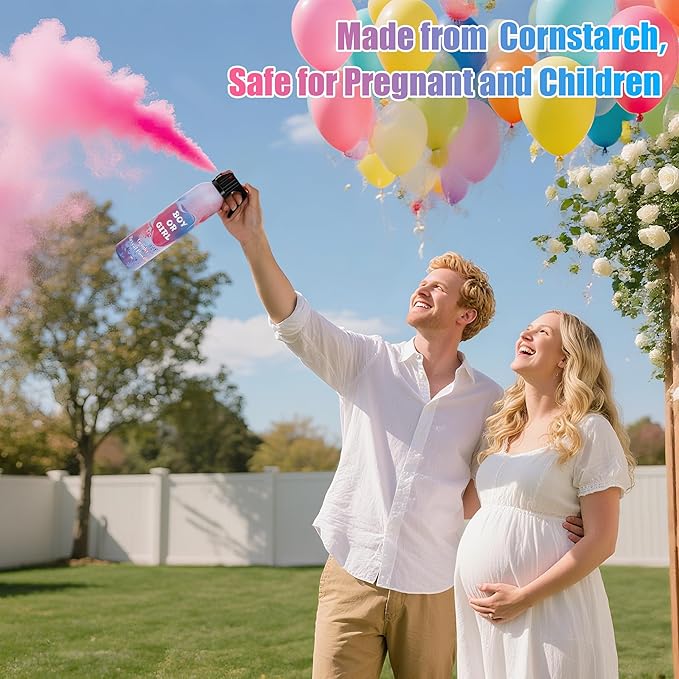 4 Pack Pink Gender Reveal Smoke Bombs, Fun Party Supplies for Baby Girl Shower Gender Reveal Spray Celebration, Decorations, Ideas