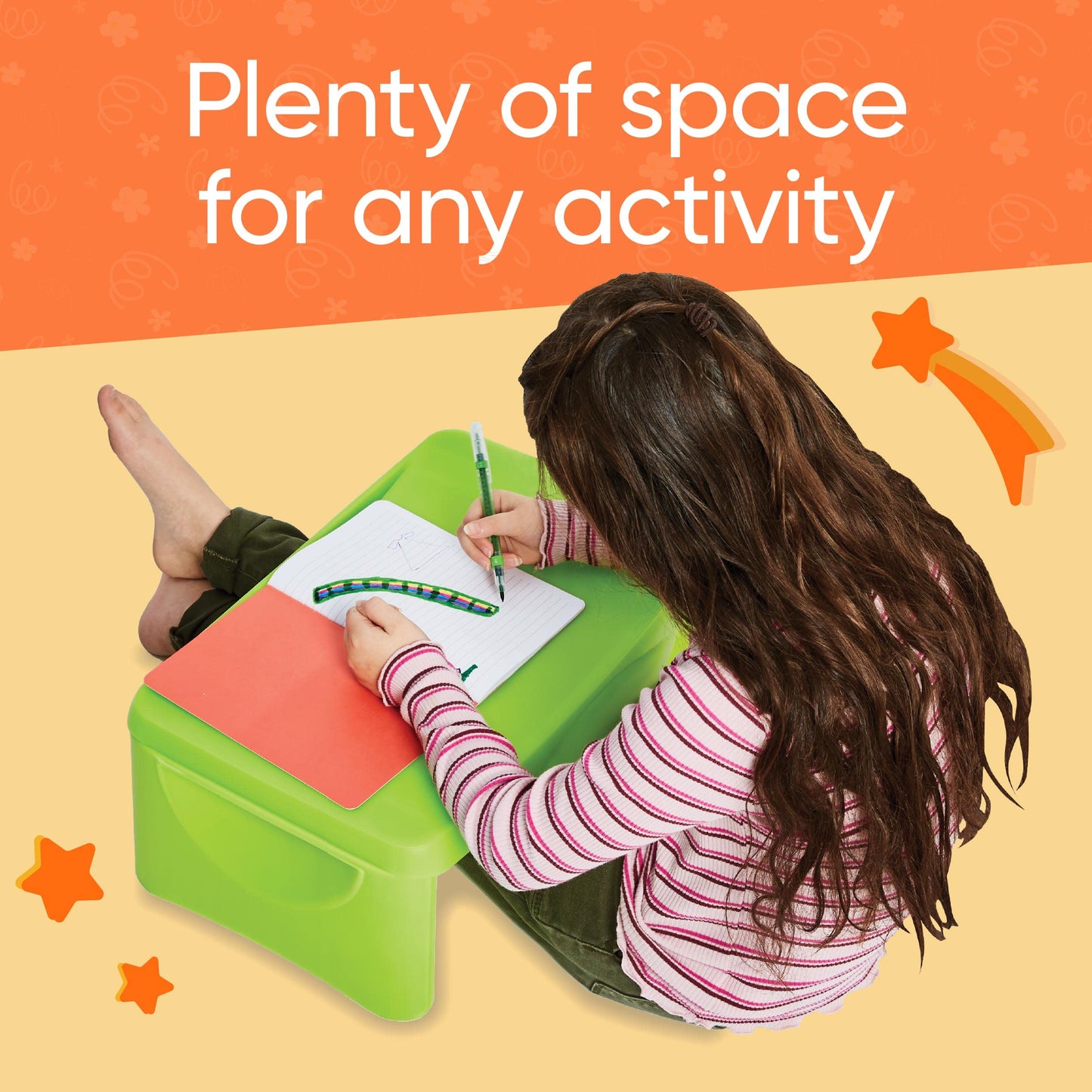 HearthSong Foldable Lap Desk for Kids with Storage - Ideal Floor Desk for Drawing, Studying, Portable Folding Travel Lap Table, Versatile Bed Desk & Lap Tray, Green