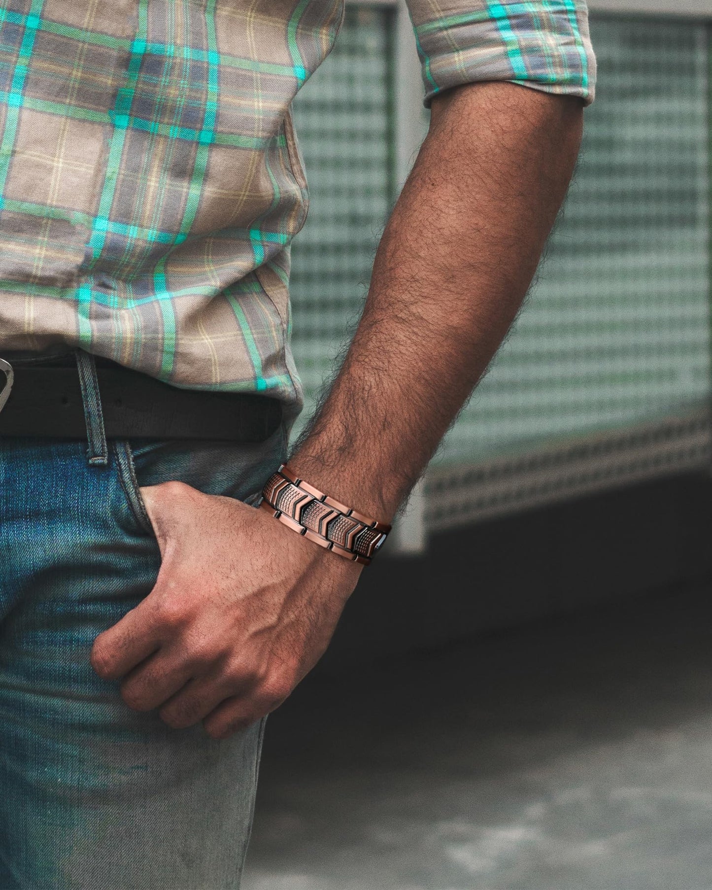 Jecanori Copper Bracelet for Men, 3X Strength Magnetic Bracelets for Men - Premium Fold-Over Clasp