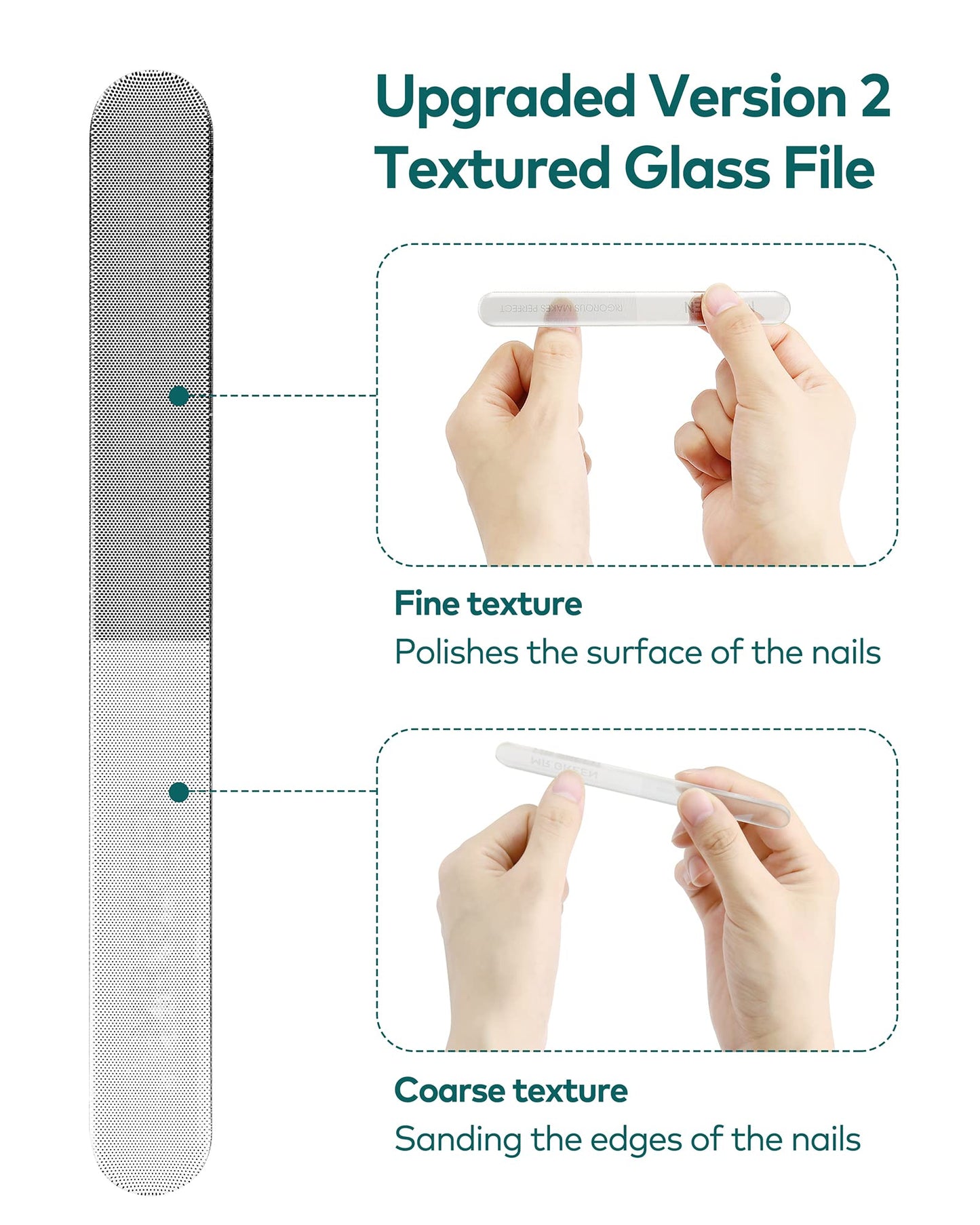 Upgraded Glass Nail File - Bilateral, Washable, Suitable for Natural Nails and Acrylic Nails