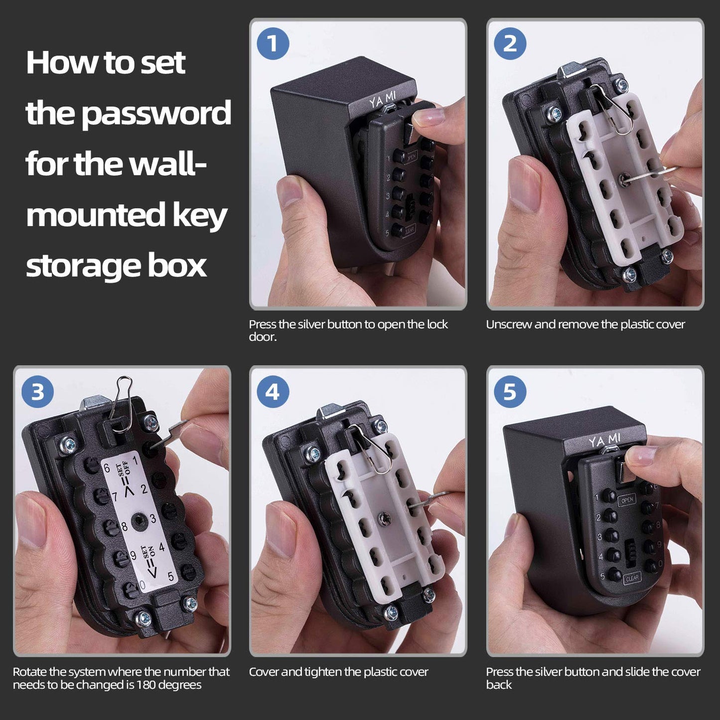 Exterior Outdoor Waterproof Hide Wall Mounted Key Safe Box - House use Key Storage Lock Box,Key Lock Box(Black)