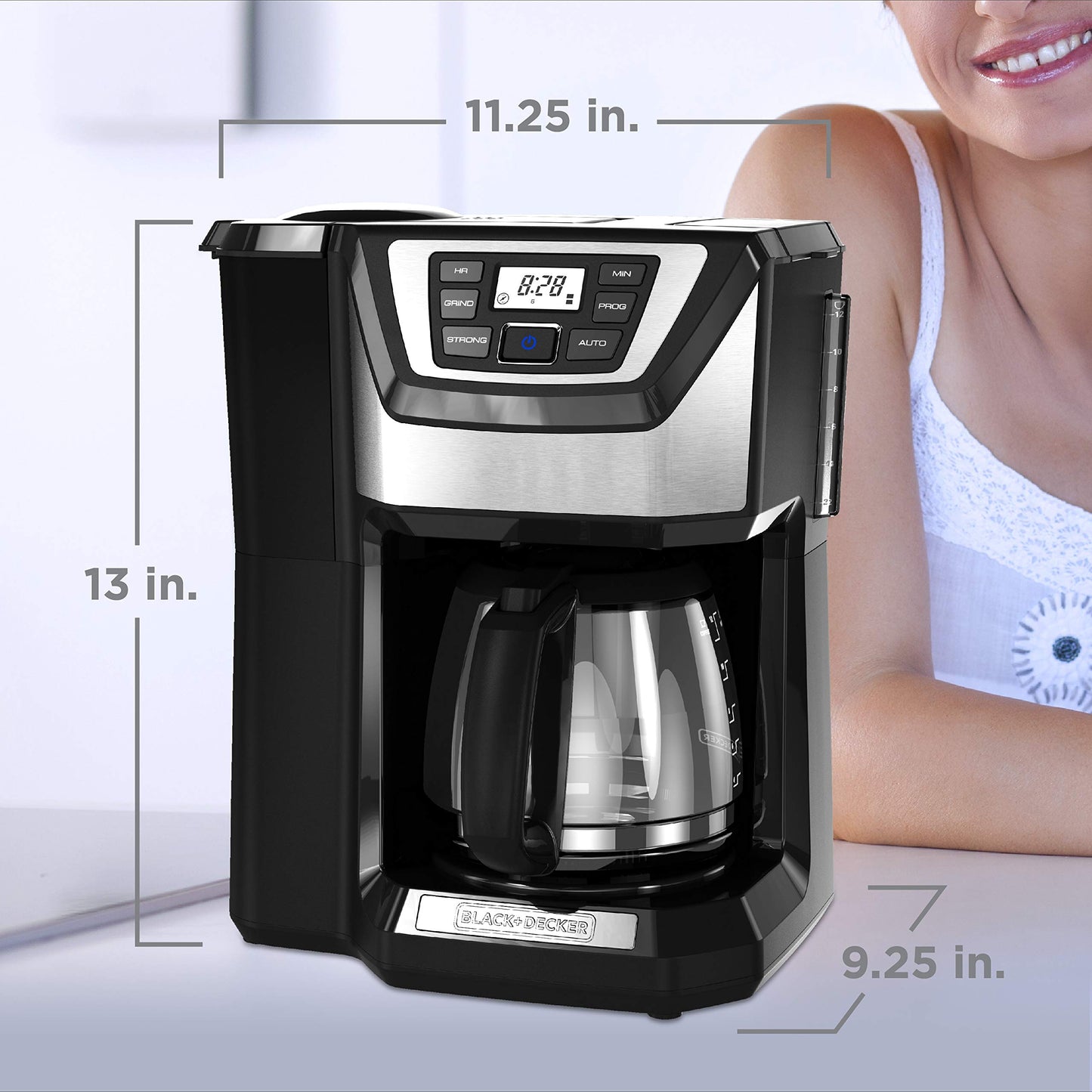 Black and Decker BLACK+DECKER 12-Cup Mill and Brew Coffeemaker, Black, CM5000B