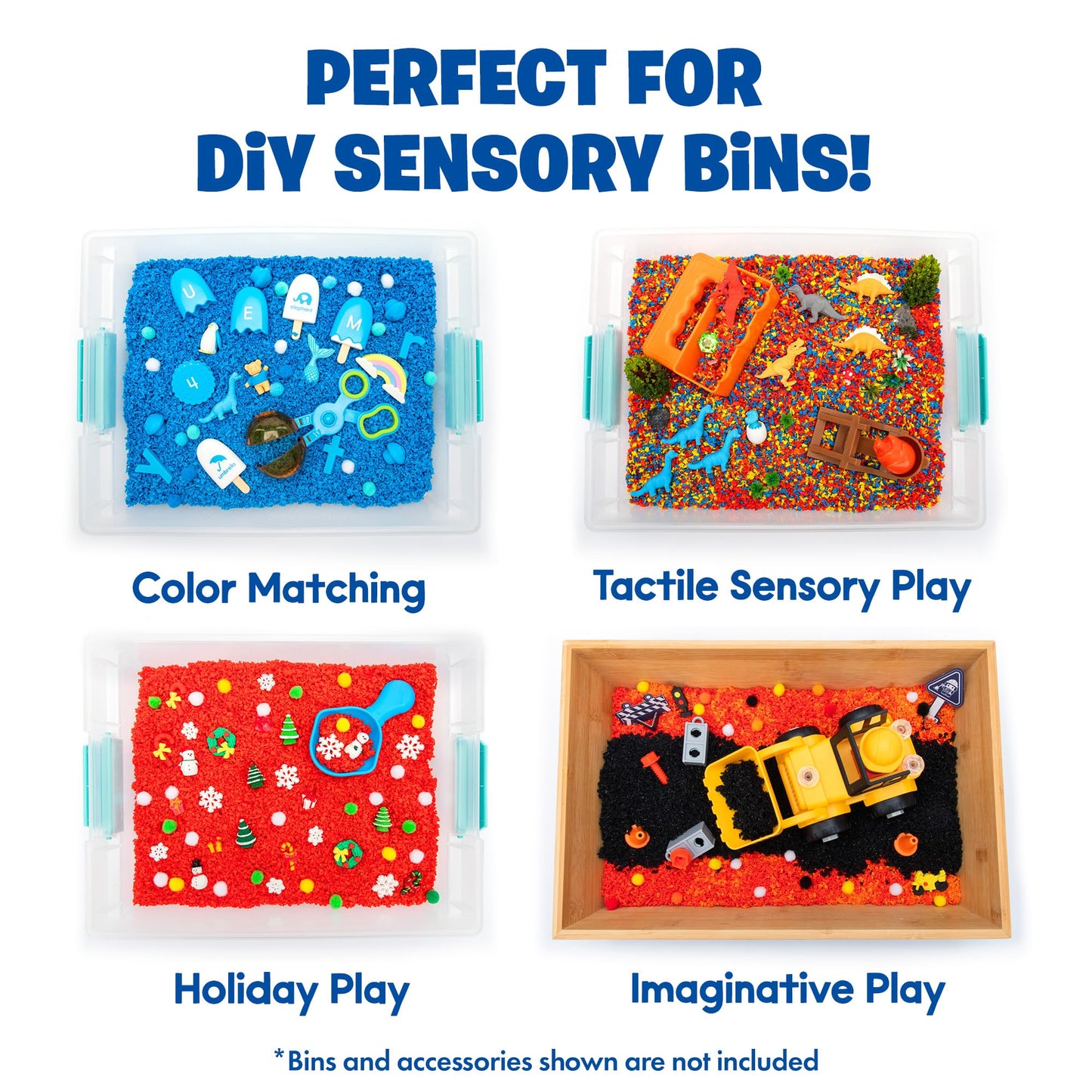 Educational Insights Pluffle(R) 4-Pack - Sensory Bin Foam Set, No Mess Alternative to Sand Toys & Slime for Toddlers at Home or in the Classroom, Fun Sensory Table Filler, Gift for Kids Ages 3+