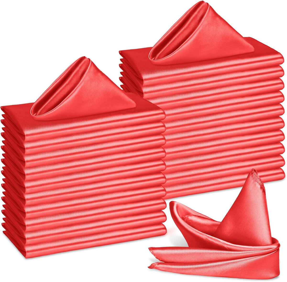 Bailarina 40 Pack Red Satin Napkins,17x17 Inches Wedding Napkins Square Soft Silky Table Napkins Bulk Decorative Elegant Cloth Napkin for Party Decoration, Banquet,Wedding,Graduation