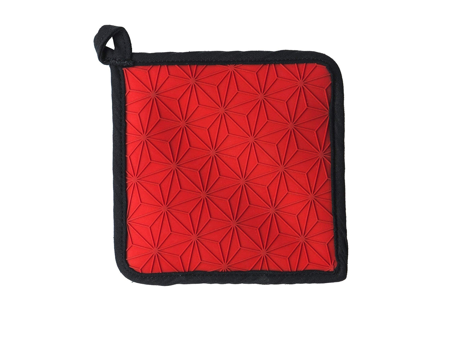 Lodge 6.5 Inch 2 in 1 Silicone and Fabric Trivet/Potholder - Dishwasher Safe Trivet Designed for Universal Use - Reusable Heat Protection up to 450° - Red and Black