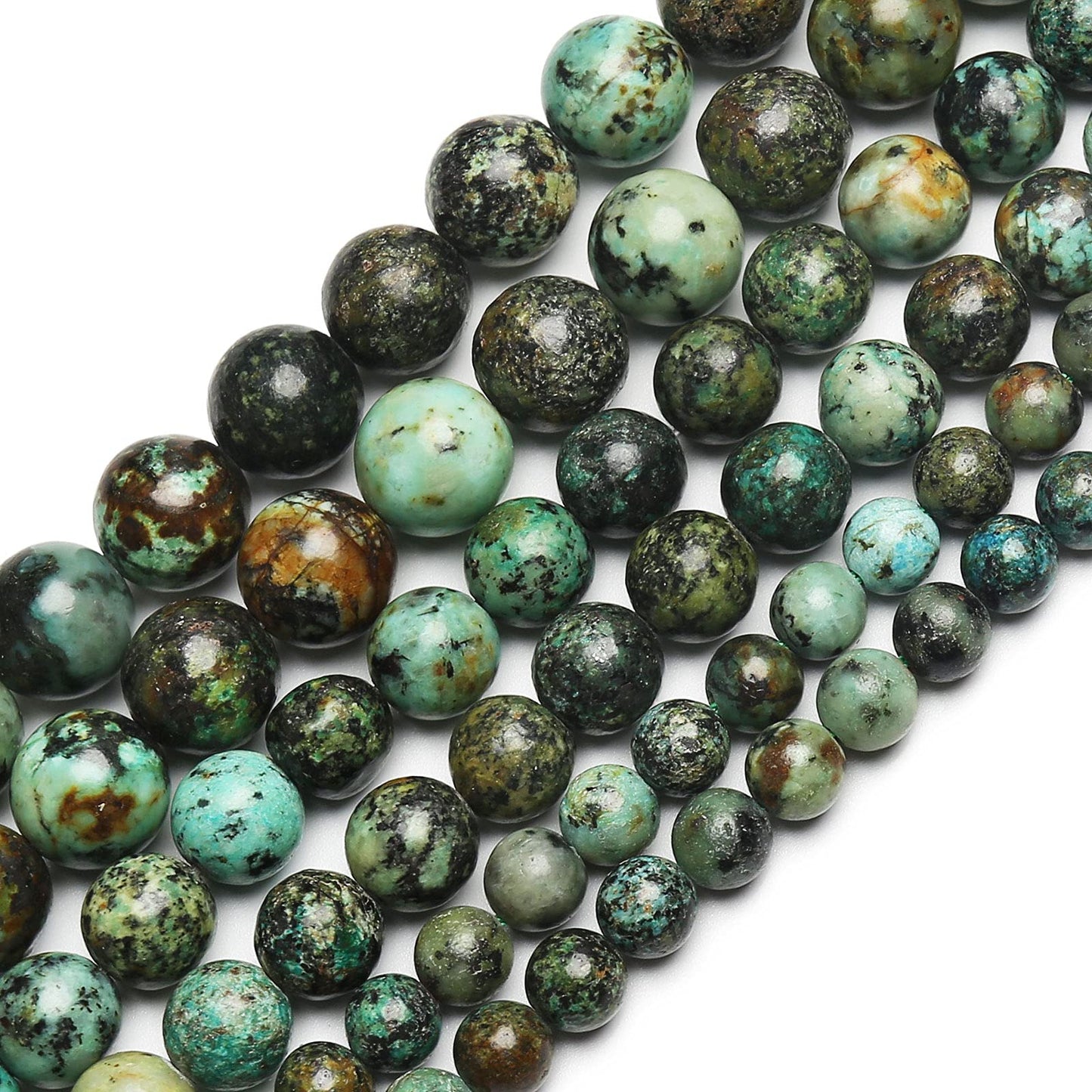 70PCS Natural 8MM Healing Gemstone, African Turquoise Energy Stone Round Loose Beads, Semi-Precious Crystal Beads with Free Elastic String for Jewelry Making DIY