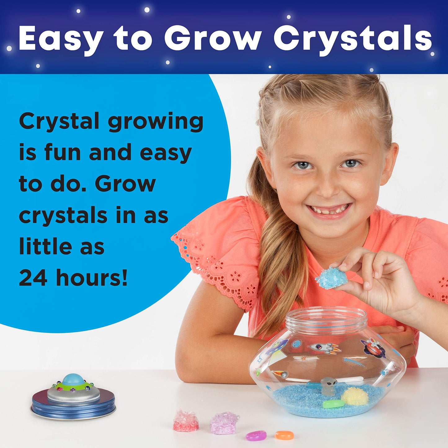 Creativity for Kids Crystal Space Terrarium Kit - Crystal Growing Kit for Kids - DIY STEM Science Kit for Boys and Girls (Ages 6+)