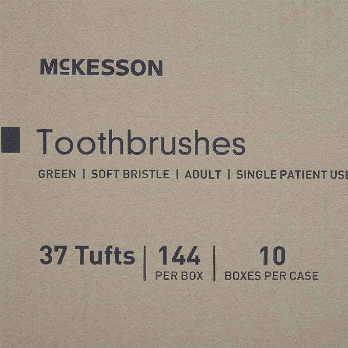 McKesson Toothbrush, Soft Bristle, Single Use/Disposable, Green, 144 Count, 10 Packs, 1440 Total