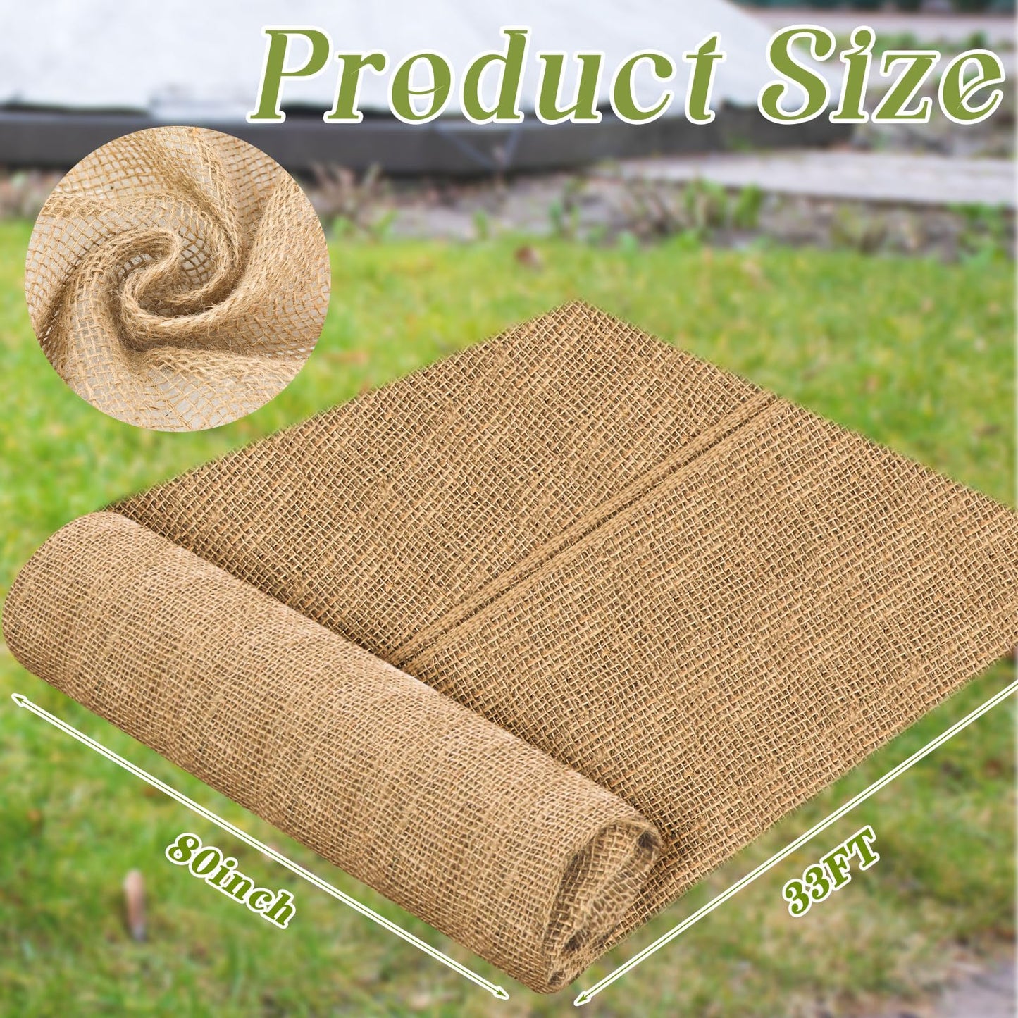 Buryeah 80 Inch x 33 ft Burlap Fabrics Roll Natural Burlap Garden Multipurpose Weed Barrier Garden Landscape Blankets Cloth Weed Barrier Fabric Jute for Outdoor Home Craft Shrubs Party Decor
