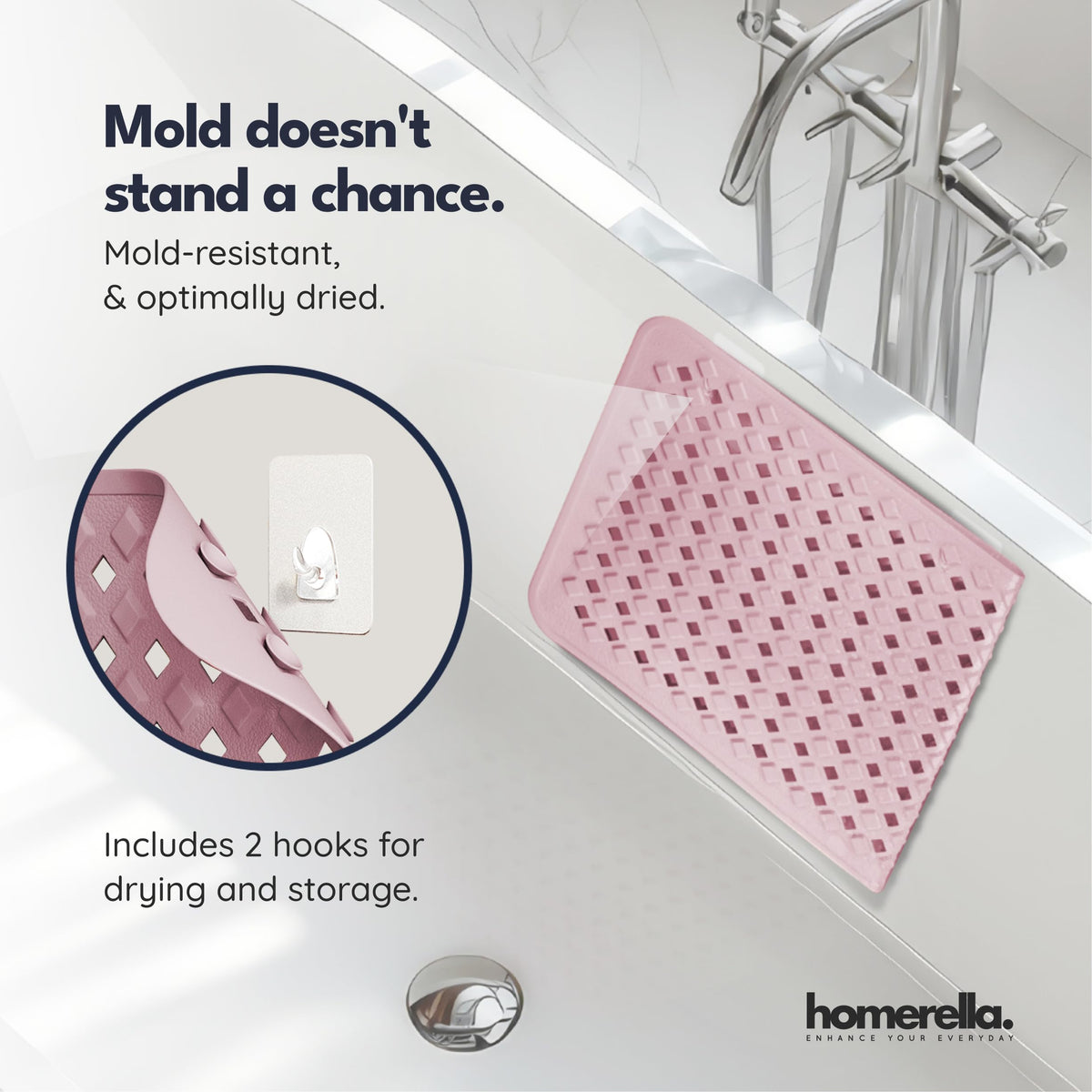 Bathtub Mat Non Slip 28x16 Shower Mat Non Slip Anti Mold BPA Free