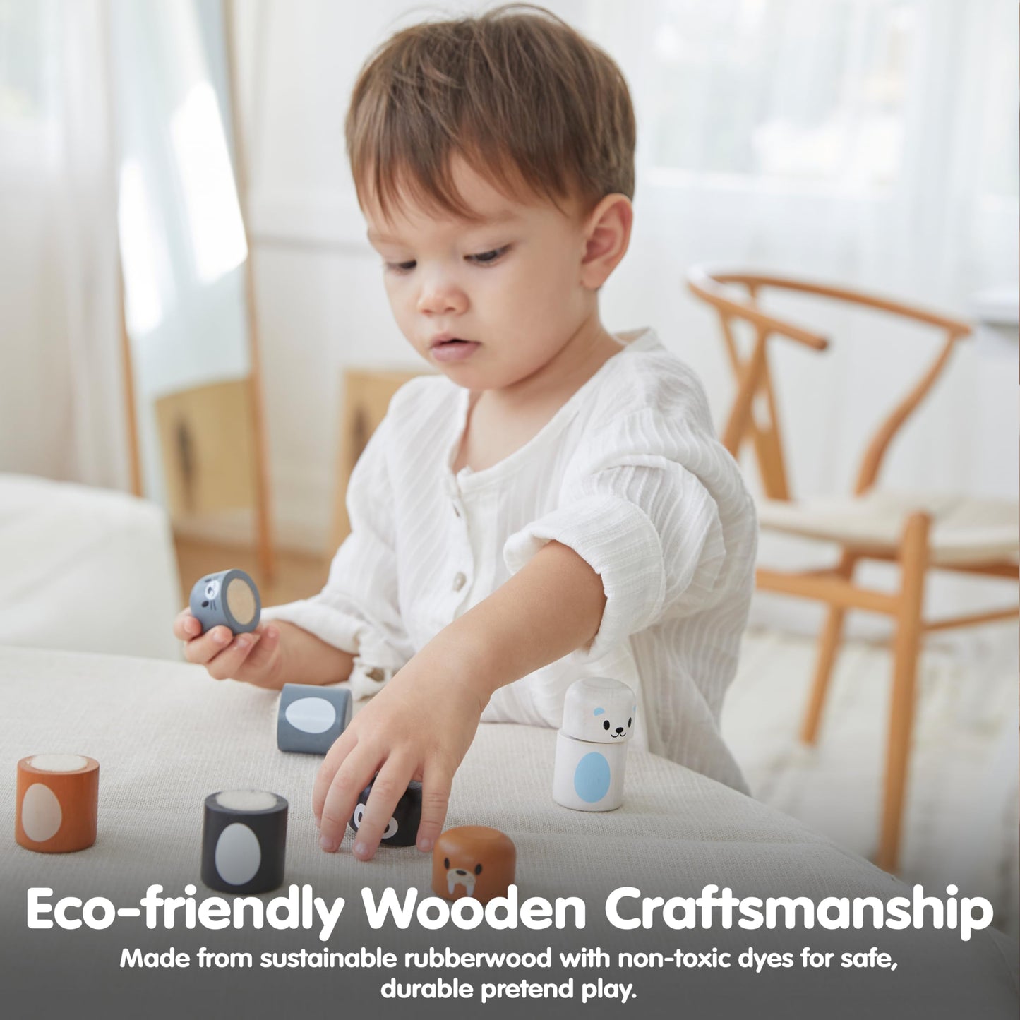 PlanToys® Arctic Animal Matching Wooden Montessori Learning Toy | Educational Matching Game for Memory, Sorting and Visual Skills | Eco Friendly Fine Motor and Early Cognitive Activity