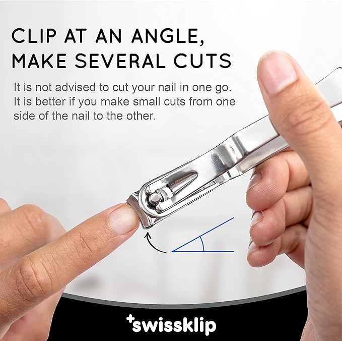 Swissklip Nail Clippers for Men & Women I Finger Nail Clippers for Adult with 360 Degree Rotating Head I Fingernail Clippers for Women I Surgical-Grade Stainless Steel Material (2 Pack)